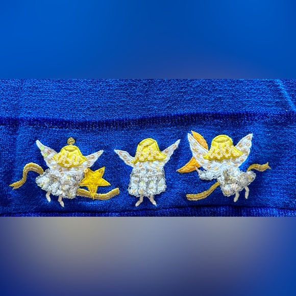 Quacker Factory Zip Up Cardigan Jumper Angel Moon Star Pearl Sequin EUC Sz L - Picture 10 of 13